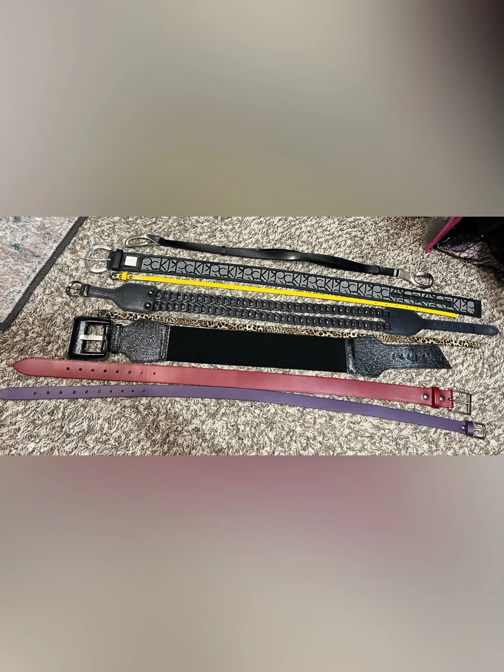 Bundle belt. 3 of them are genuine leather (red, purple and the black)